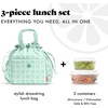 image:imageFit amp Fresh Cromwell Drawstring Lunch Bag for Women Complete Lunch Set with 2 Containers StainResistant LeakResistant Teacher Lunchbox Pink Dainty FlowersMint Smiles