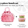 image:imageFit amp Fresh Cromwell Drawstring Lunch Bag for Women Complete Lunch Set with 2 Containers StainResistant LeakResistant Teacher Lunchbox Pink Dainty FlowersPink Strawberries