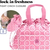 image:imageFit amp Fresh Cromwell Drawstring Lunch Bag for Women Complete Lunch Set with 2 Containers StainResistant LeakResistant Teacher Lunchbox Pink Dainty FlowersFuchsia Smiles
