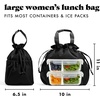 image:imageFit amp Fresh Cromwell Drawstring Lunch Bag for Women Complete Lunch Set with 2 Containers StainResistant LeakResistant Teacher Lunchbox Pink Dainty FlowersBlack