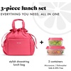 image:imageFit amp Fresh Cromwell Drawstring Lunch Bag for Women Complete Lunch Set with 2 Containers StainResistant LeakResistant Teacher Lunchbox Pink Dainty FlowersWatermelon Pink