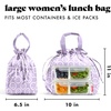 image:imageFit amp Fresh Cromwell Drawstring Lunch Bag for Women Complete Lunch Set with 2 Containers StainResistant LeakResistant Teacher Lunchbox Pink Dainty FlowersLavender Smiles