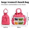 image:imageFit amp Fresh Cromwell Drawstring Lunch Bag for Women Complete Lunch Set with 2 Containers StainResistant LeakResistant Teacher Lunchbox Pink Dainty FlowersWatermelon Pink