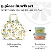 image:imageFit amp Fresh Cromwell Drawstring Lunch Bag for Women Complete Lunch Set with 2 Containers StainResistant LeakResistant Teacher Lunchbox Pink Dainty FlowersYellow Lemons
