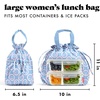 image:imageFit amp Fresh Cromwell Drawstring Lunch Bag for Women Complete Lunch Set with 2 Containers StainResistant LeakResistant Teacher Lunchbox Pink Dainty FlowersBubble Gum