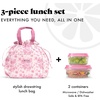 image:imageFit amp Fresh Cromwell Drawstring Lunch Bag for Women Complete Lunch Set with 2 Containers StainResistant LeakResistant Teacher Lunchbox Pink Dainty FlowersPink Floral Toile