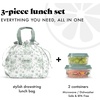 image:imageFit amp Fresh Cromwell Drawstring Lunch Bag for Women Complete Lunch Set with 2 Containers StainResistant LeakResistant Teacher Lunchbox Pink Dainty FlowersSage Floral Toile
