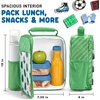 image:imageFit amp Fresh Customizable Charm Lunch Bag for Boys amp Girls Soccer Kids Lunch Box with 6 Sports Charms Premium Insulated Reusable Lunch Tote for SchoolGreen Soccer
