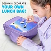 image:imageFit amp Fresh Customizable Charm Lunch Bag for Boys amp Girls Soccer Kids Lunch Box with 6 Sports Charms Premium Insulated Reusable Lunch Tote for SchoolHolographic Purple