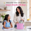 image:imageFit amp Fresh Luna Kids Lunch Bag for Girls  Insulated Kids Lunch Bag for School Cute Lunch Box for Kids Bento Lunch Bag with Bow Handle Reusable Lunch Tote for School amp Travel Cornflower in BloomSweet Pink Block Print