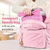 image:imageFit amp Fresh Luna Kids Lunch Bag for Girls  Insulated Kids Lunch Bag for School Cute Lunch Box for Kids Bento Lunch Bag with Bow Handle Reusable Lunch Tote for School amp Travel Cornflower in BloomSweet Pink Block Print