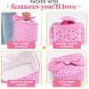 image:imageFit amp Fresh Luna Kids Lunch Bag for Girls  Insulated Kids Lunch Bag for School Cute Lunch Box for Kids Bento Lunch Bag with Bow Handle Reusable Lunch Tote for School amp Travel Cornflower in BloomSweet Pink Block Print