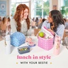image:imageFit amp Fresh Luna Kids Lunch Bag for Girls  Insulated Kids Lunch Bag for School Cute Lunch Box for Kids Bento Lunch Bag with Bow Handle Reusable Lunch Tote for School amp Travel Cornflower in BloomSweet Pink Block Print