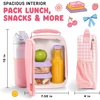 image:imageFit amp Fresh x Pipsticks Insulated Kids Lunch Bag with Stickers  Customizable Lunch Box for SchoolPink Gingham