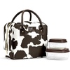 image:imageFit amp Fresh Bloomington Lunch Bag for Women  Insulated Large Lunch Box for Work with Containers LeakResistant StainResistant Zipper Closure Cowhide Brown on BrownBrown Cowhide