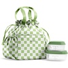 image:imageFit amp Fresh Cromwell Drawstring Lunch Bag for Women Complete Lunch Set with 2 Containers StainResistant LeakResistant Teacher Lunchbox Pink Dainty FlowersGreen