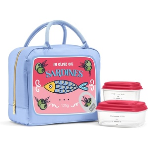 image:imageFit amp Fresh Bloomington Lunch Bag for Women  Insulated Large Lunch Box for Work with Containers LeakResistant StainResistant Zipper Closure Blue Cupid BowsRose Sardine Can