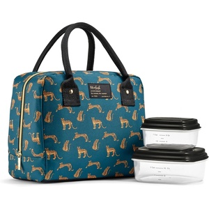 image:imageFit amp Fresh Bloomington Lunch Bag for Women  Insulated Large Lunch Box for Work with Containers LeakResistant StainResistant Zipper Closure Blue Cupid BowsTeal Cheetah