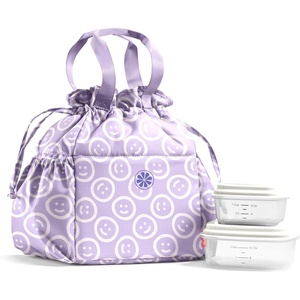 image:imageFit amp Fresh Cromwell Drawstring Lunch Bag for Women Complete Lunch Set with 2 Containers StainResistant LeakResistant Teacher Lunchbox Pink Dainty FlowersLavender Smiles