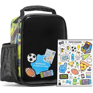 image:imageFit amp Fresh x Pipsticks Insulated Kids Lunch Bag with Stickers  Customizable Lunch Box for SchoolBlack