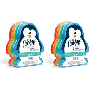 image:imageCool Coolers Kids Shaped Ice Packs for Lunch Boxes  Reusable Slim Ice Packs for Kids Lunch Box Freezer Packs for Bento Boxes Long Lasting BPA Free for School Camp amp Sports Game Controllers 4PkPenguin 8 Pack