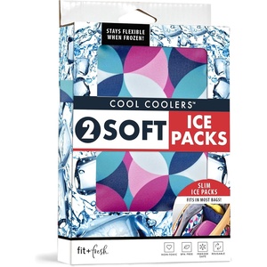 image:imageFit amp Fresh Cool Coolers Soft Ice for Lunch Bags 2pk Flexible Stretch Nylon Durable Reusable Lunch Box Ice Packs Soft Ice Reusable Freezer Packs Lunch Ice Cornflower Blue PicnicGeo  Navy 2 Pack