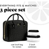 image:imageFit amp Fresh Bloomington Lunch Bag for Women  Insulated Large Lunch Box for Work with Containers LeakResistant Gingham TanBlack Feline Fine