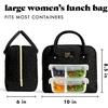 image:imageFit amp Fresh Bloomington Lunch Bag for Women  Insulated Large Lunch Box for Work with Containers LeakResistant Gingham TanBlack Feline Fine