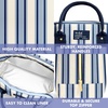 image:imageFit amp Fresh Bloomington Lunch Bag for Women  Insulated Large Lunch Box for Work with Containers LeakResistant Gingham TanBlue Chunky Stripe