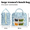 image:imageFit amp Fresh Bloomington Lunch Bag for Women  Insulated Large Lunch Box for Work with Containers LeakResistant Gingham TanBlue Ditsy Flowers