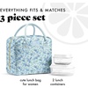 image:imageFit amp Fresh Bloomington Lunch Bag for Women  Insulated Large Lunch Box for Work with Containers LeakResistant Gingham TanBlue Ditsy Flowers