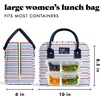 image:imageFit amp Fresh Bloomington Lunch Bag for Women  Insulated Large Lunch Box for Work with Containers LeakResistant Gingham TanBlue Rowing Stripe