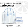 image:imageFit amp Fresh Bloomington Lunch Bag for Women  Insulated Large Lunch Box for Work with Containers LeakResistant Gingham TanBlue Wallpaper Bows