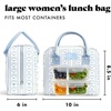 image:imageFit amp Fresh Bloomington Lunch Bag for Women  Insulated Large Lunch Box for Work with Containers LeakResistant Gingham TanBlue Wallpaper Bows