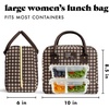 image:imageFit amp Fresh Bloomington Lunch Bag for Women  Insulated Large Lunch Box for Work with Containers LeakResistant Gingham TanBrown and Tan Gingham