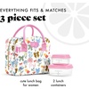image:imageFit amp Fresh Bloomington Lunch Bag for Women  Insulated Large Lunch Box for Work with Containers LeakResistant Gingham TanColor Bows  Flowers