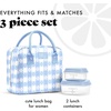 image:imageFit amp Fresh Bloomington Lunch Bag for Women  Insulated Large Lunch Box for Work with Containers LeakResistant Gingham TanCornflower Blue Picnic
