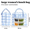 image:imageFit amp Fresh Bloomington Lunch Bag for Women  Insulated Large Lunch Box for Work with Containers LeakResistant Gingham TanCornflower Blue Picnic