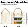 image:imageFit amp Fresh Bloomington Lunch Bag for Women  Insulated Large Lunch Box for Work with Containers LeakResistant Gingham TanIvory Bow