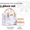 image:imageFit amp Fresh Bloomington Lunch Bag for Women  Insulated Large Lunch Box for Work with Containers LeakResistant Gingham TanLavender Toile