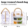 image:imageFit amp Fresh Bloomington Lunch Bag for Women  Insulated Large Lunch Box for Work with Containers LeakResistant Gingham TanLavender Toile