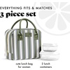 image:imageFit amp Fresh Bloomington Lunch Bag for Women  Insulated Large Lunch Box for Work with Containers LeakResistant Gingham TanOlive Green Ticking Stripe