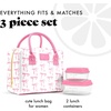 image:imageFit amp Fresh Bloomington Lunch Bag for Women  Insulated Large Lunch Box for Work with Containers LeakResistant Gingham TanPink Bows