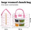image:imageFit amp Fresh Bloomington Lunch Bag for Women  Insulated Large Lunch Box for Work with Containers LeakResistant Gingham TanPink Bows