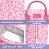 image:imageFit amp Fresh Bloomington Lunch Bag for Women  Insulated Large Lunch Box for Work with Containers LeakResistant Gingham TanPink Doodle Hearts