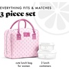 image:imageFit amp Fresh Bloomington Lunch Bag for Women  Insulated Large Lunch Box for Work with Containers LeakResistant Gingham TanPink Tiny Flowers