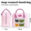 image:imageFit amp Fresh Bloomington Lunch Bag for Women  Insulated Large Lunch Box for Work with Containers LeakResistant Gingham TanPink Tiny Flowers