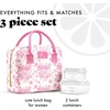 image:imageFit amp Fresh Bloomington Lunch Bag for Women  Insulated Large Lunch Box for Work with Containers LeakResistant Gingham TanPink Toile