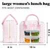 image:imageFit amp Fresh Bloomington Lunch Bag for Women  Insulated Large Lunch Box for Work with Containers LeakResistant Gingham TanPink Wallpaper Bows