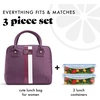 image:imageFit amp Fresh Bloomington Lunch Bag for Women  Insulated Large Lunch Box for Work with Containers LeakResistant Gingham TanPlum Stripe